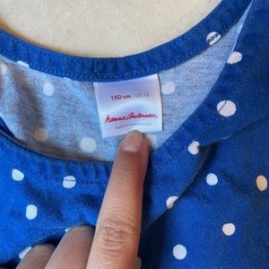 Blue and white polka dot sun dress